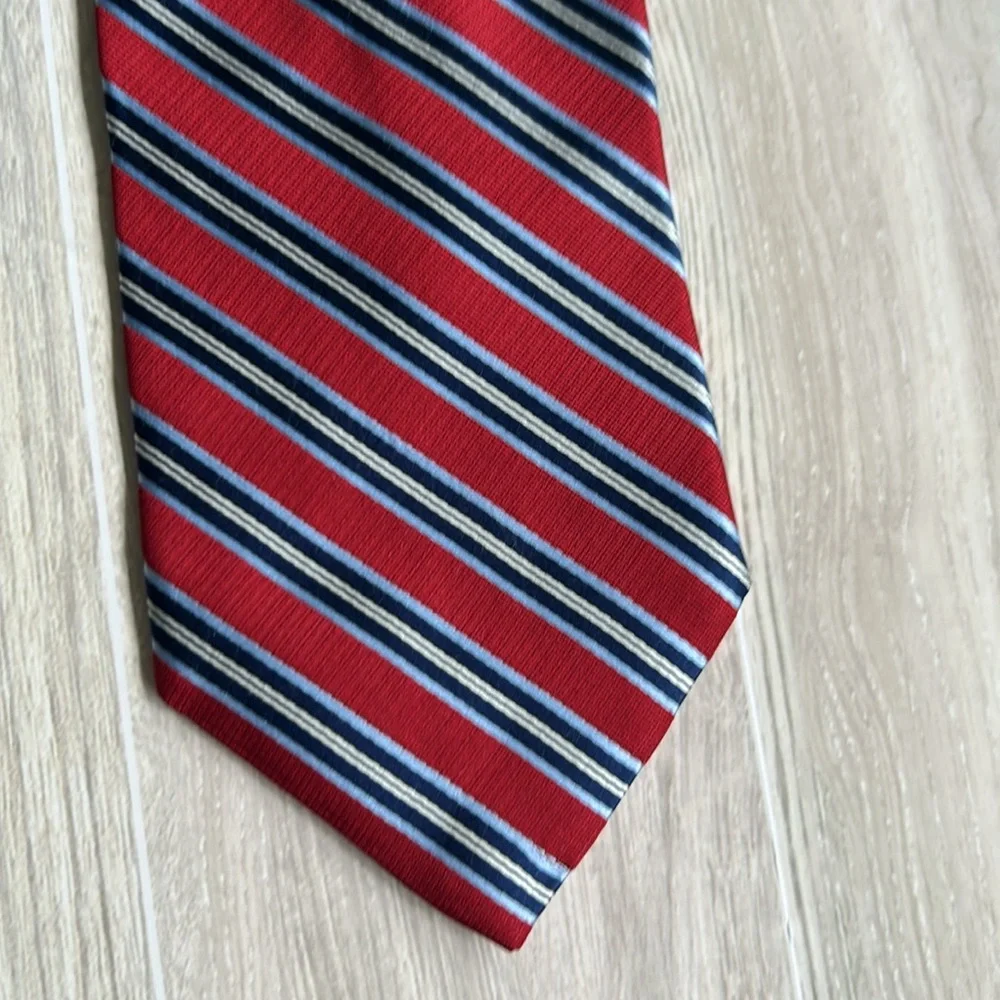 Nautica Red and Blue Striped Men's Silk Tie